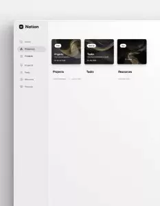 Screenshot of a Notion workspace with project and task management elements.